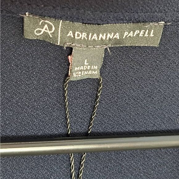 Adrianna Papell Solid V Neck Halter Top in Blue Moon size Large NWT - Picture 5 of 8